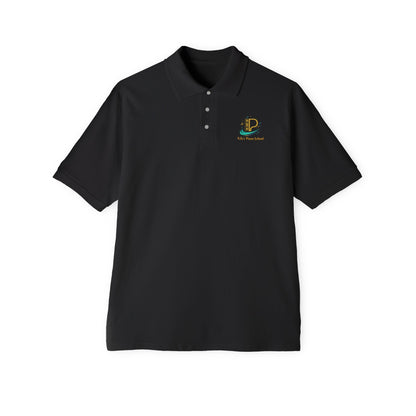 Men's custom piqué polo shirt with Coastal Coffee logo embroidery on chest