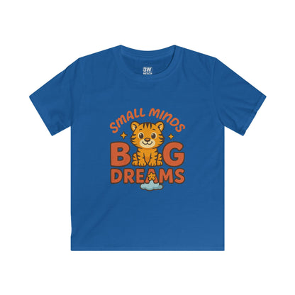 Kids Graphic Tee - Small Minds Big Dreams, Cute Tiger Tee, Birthday Gift, Playtime Shirt, Positive Quote Apparel, Fun Kids T-Shirt
