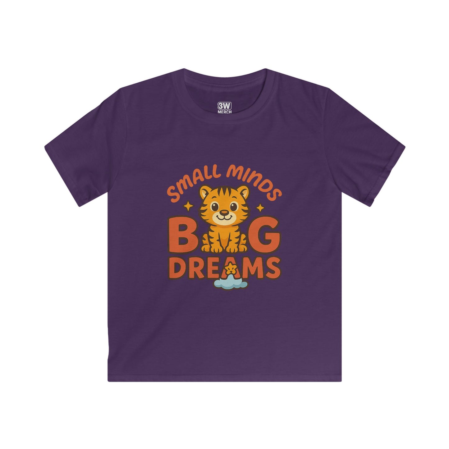 Kids Graphic Tee - Small Minds Big Dreams, Cute Tiger Tee, Birthday Gift, Playtime Shirt, Positive Quote Apparel, Fun Kids T-Shirt