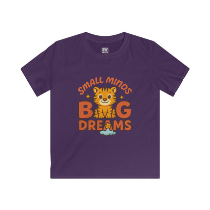 Kids Graphic Tee - Small Minds Big Dreams, Cute Tiger Tee, Birthday Gift, Playtime Shirt, Positive Quote Apparel, Fun Kids T-Shirt