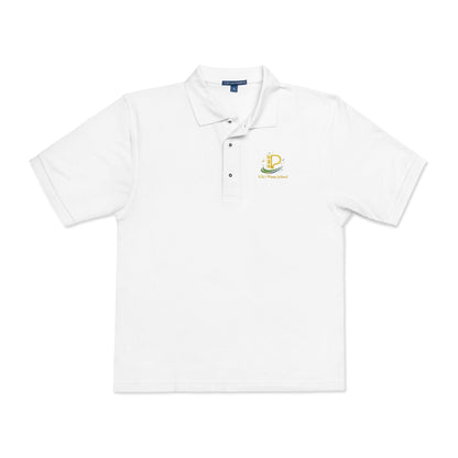 Lightweight embroidered crest polo shirt with flat knit collar and breathable side vents