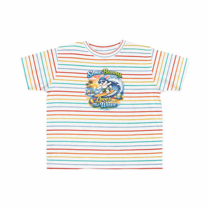 Toddler tee with cute surf bunny and wave graphic, soft cotton kids shirt