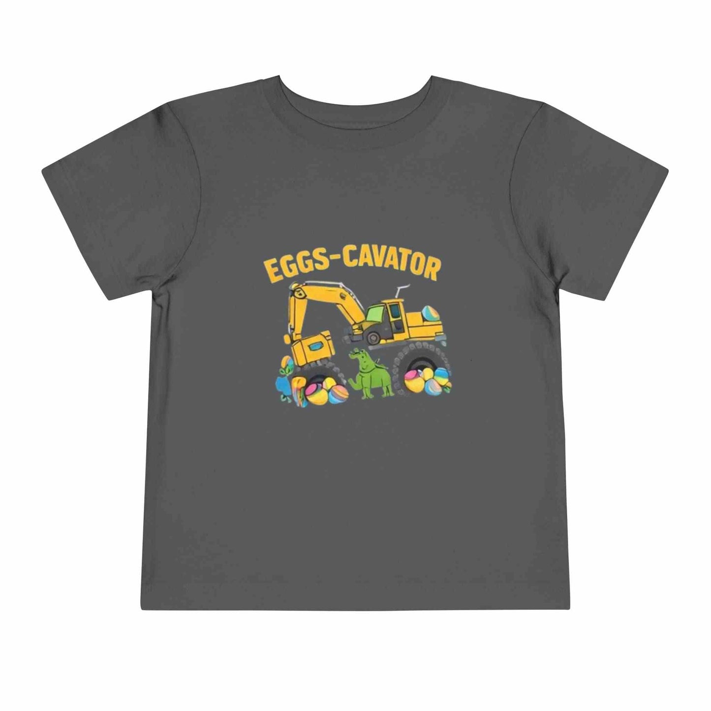 Eggs-cavator toddler tee with excavator digging Easter eggs, cute kids Easter shirt