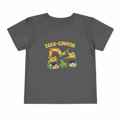 Eggs-cavator toddler tee with excavator digging Easter eggs, cute kids Easter shirt