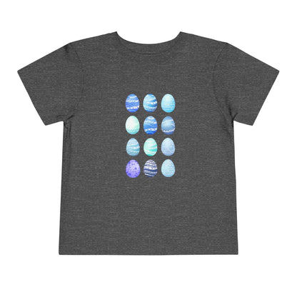 Blue watercolor Easter eggs boy toddler tee soft breathable cotton shirt