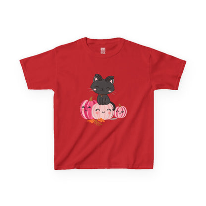Kawaii Black Cat Pumpkin T-Shirt | Cute Spooky Fall Shirt | Halloween Aesthetic Tee | Pink Pumpkin Shirt | Cozy Autumn Outfit | Trending Gift for Cat Lovers