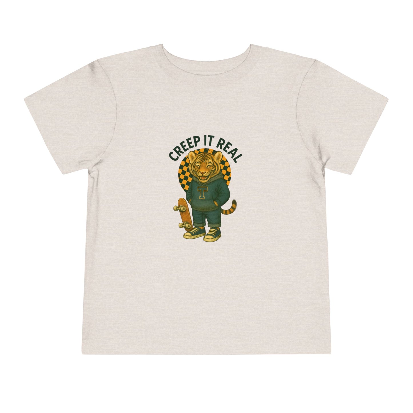 Cute Toddler Short Sleeve Tee with Tiger 'Creep It Real' Design, Kids' Summer Shirt, Halloween Outfit, Everyday Wear, Gift for Toddlers