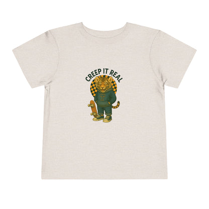 Cute Toddler Short Sleeve Tee with Tiger 'Creep It Real' Design, Kids' Summer Shirt, Halloween Outfit, Everyday Wear, Gift for Toddlers