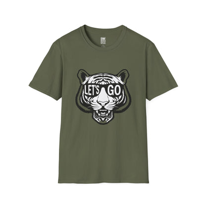 LET’S GO Tiger Shirt | Game Day Graphic Tee | Retro Sports Spirit Wear | College Football Tailgate T-Shirt | Fierce Animal Print Tee | Unisex Fan Gear