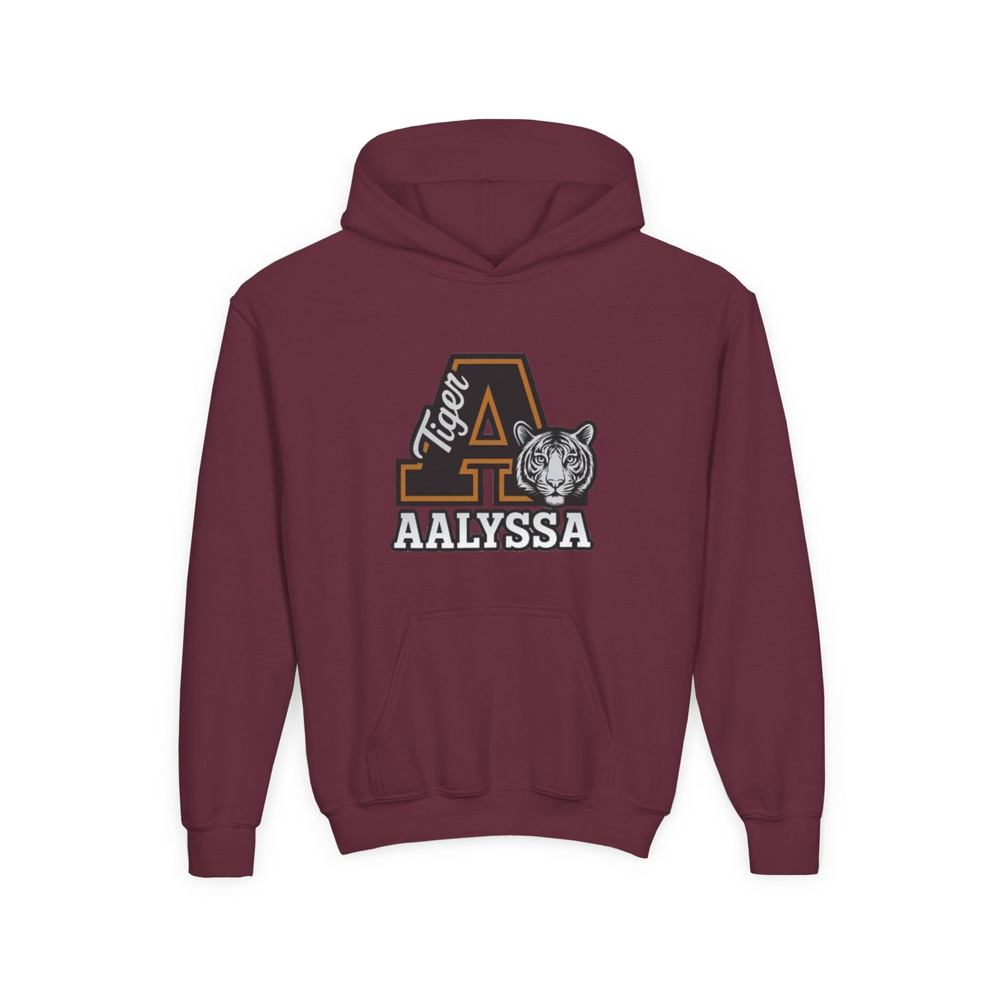 Customizable Big A - Youth Heavy Blend Hooded Sweatshirt - Tiger Theme - Customizable/ Personalize