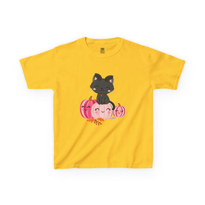 Kawaii Black Cat Pumpkin T-Shirt | Cute Spooky Fall Shirt | Halloween Aesthetic Tee | Pink Pumpkin Shirt | Cozy Autumn Outfit | Trending Gift for Cat Lovers