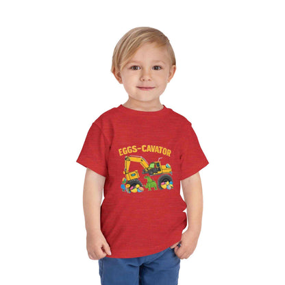 Toddler Easter shirt with cute Eggs-cavator construction excavator and colorful Easter eggs design