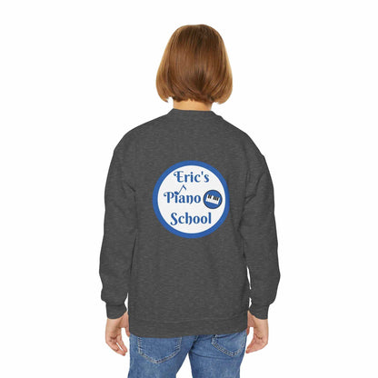Youth sweatshirt with piano school emblem in cozy oversized crewneck design