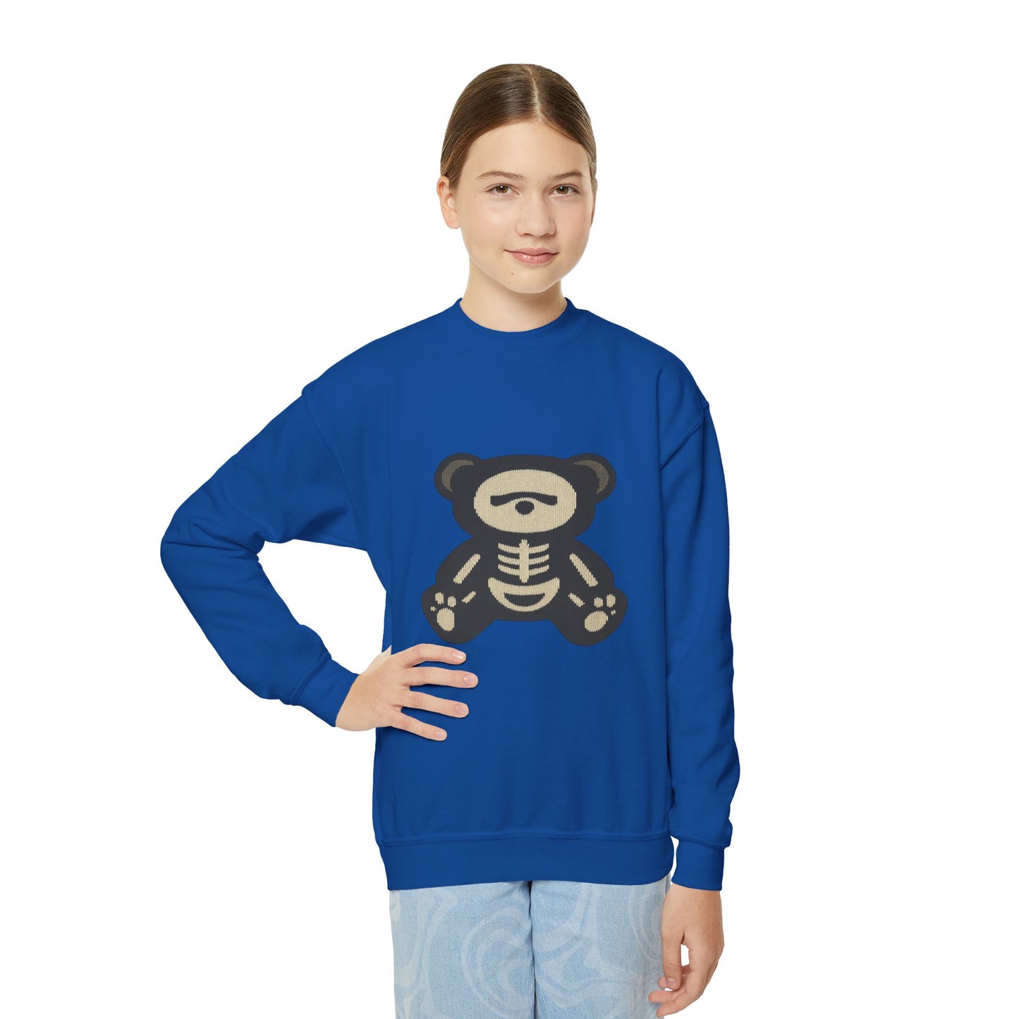 Skeleton Teddy Bear Sweatshirt | Y2K Streetwear Crewneck | Oversized Aesthetic Pullover | Cozy Fall Hoodie | Trending TikTok Outfit 2025