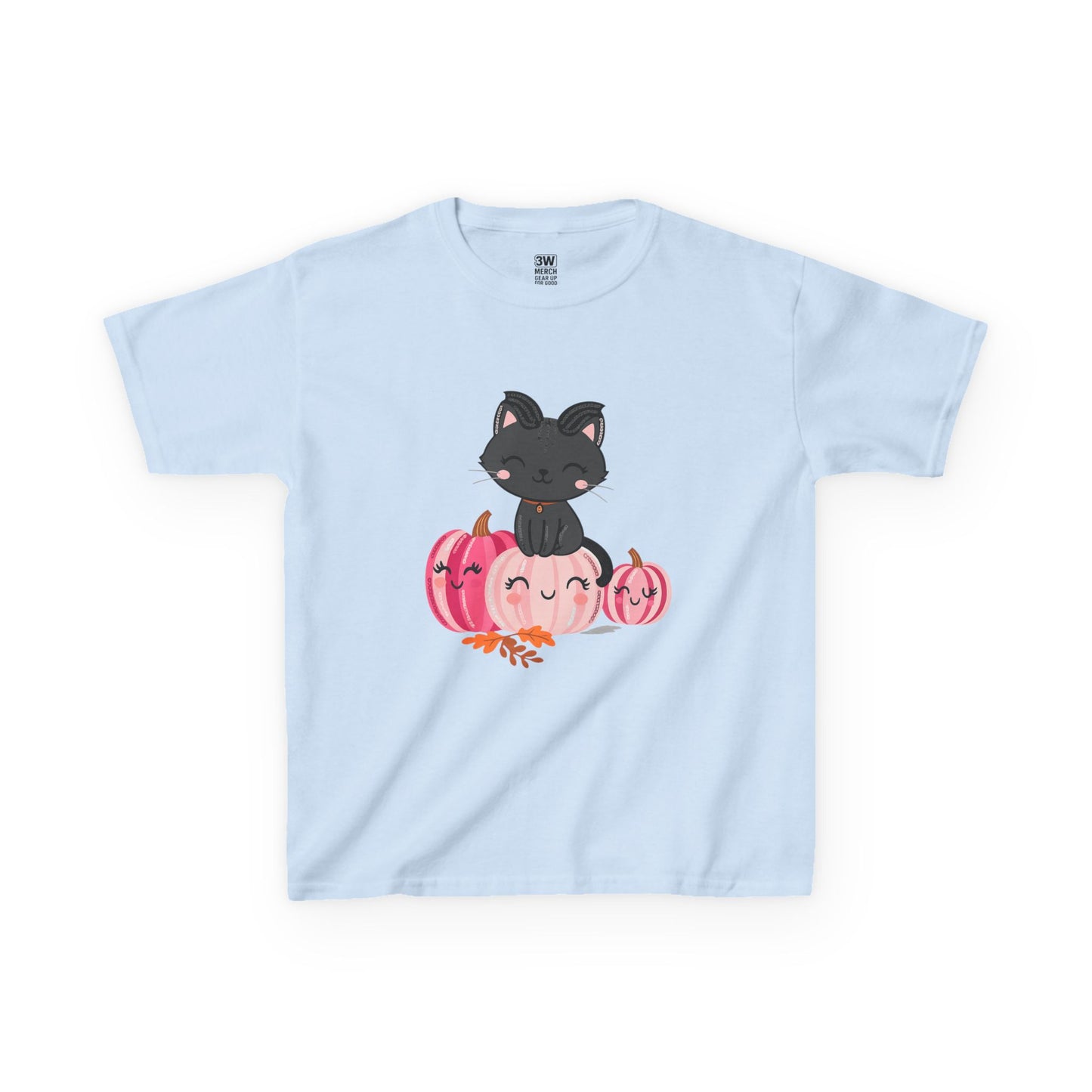 Kawaii Black Cat Pumpkin T-Shirt | Cute Spooky Fall Shirt | Halloween Aesthetic Tee | Pink Pumpkin Shirt | Cozy Autumn Outfit | Trending Gift for Cat Lovers