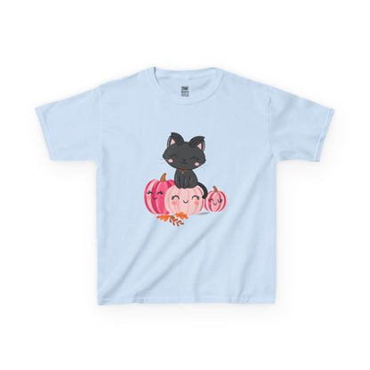 Kawaii Black Cat Pumpkin T-Shirt | Cute Spooky Fall Shirt | Halloween Aesthetic Tee | Pink Pumpkin Shirt | Cozy Autumn Outfit | Trending Gift for Cat Lovers