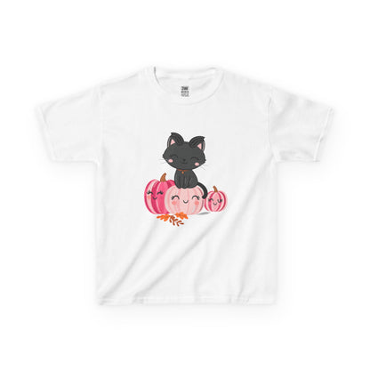 Kawaii Black Cat Pumpkin T-Shirt | Cute Spooky Fall Shirt | Halloween Aesthetic Tee | Pink Pumpkin Shirt | Cozy Autumn Outfit | Trending Gift for Cat Lovers