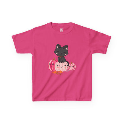 Kawaii Black Cat Pumpkin T-Shirt | Cute Spooky Fall Shirt | Halloween Aesthetic Tee | Pink Pumpkin Shirt | Cozy Autumn Outfit | Trending Gift for Cat Lovers
