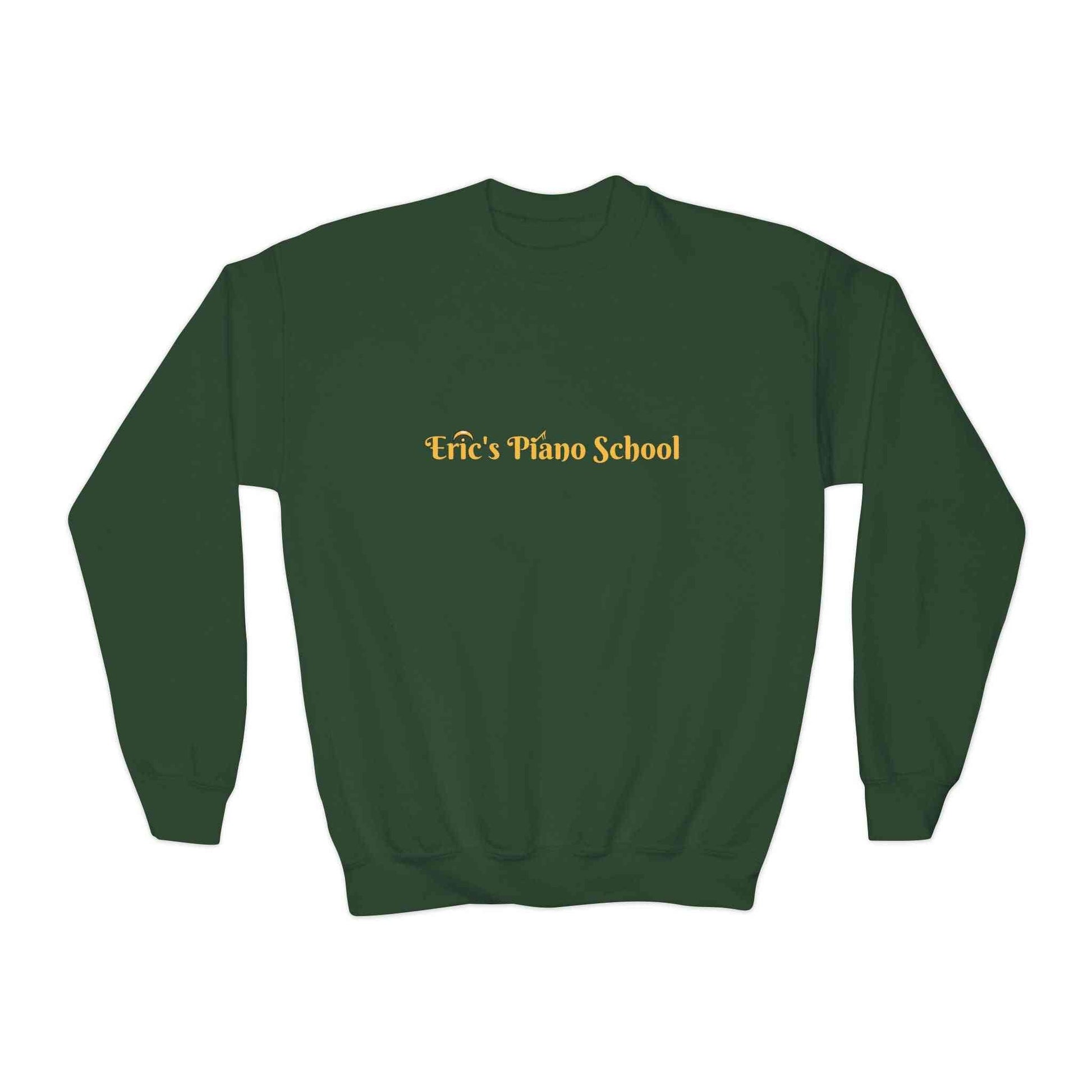 Cozy youth sweatshirt with piano school emblem, soft midweight fabric, and loose fit for music class and recitals.