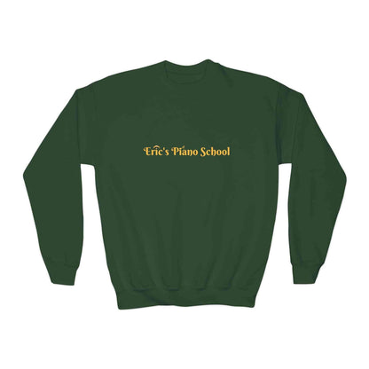 Cozy youth sweatshirt with piano school emblem, soft midweight fabric, and loose fit for music class and recitals.