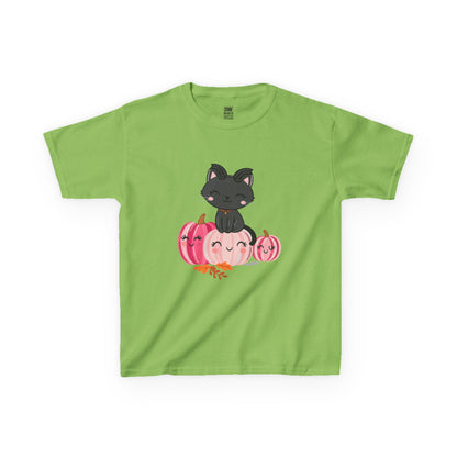 Kawaii Black Cat Pumpkin T-Shirt | Cute Spooky Fall Shirt | Halloween Aesthetic Tee | Pink Pumpkin Shirt | Cozy Autumn Outfit | Trending Gift for Cat Lovers