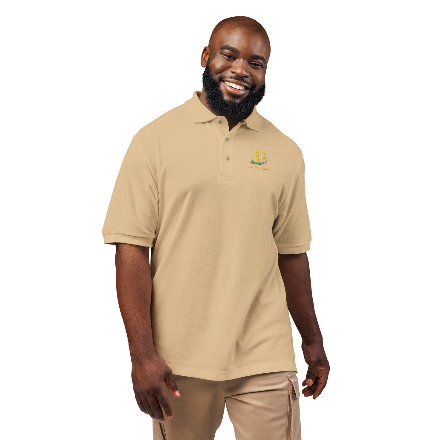 Lightweight embroidered crest polo shirt with flat knit collar and metal buttons