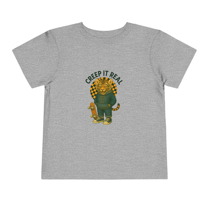 Cute Toddler Short Sleeve Tee with Tiger 'Creep It Real' Design, Kids' Summer Shirt, Halloween Outfit, Everyday Wear, Gift for Toddlers