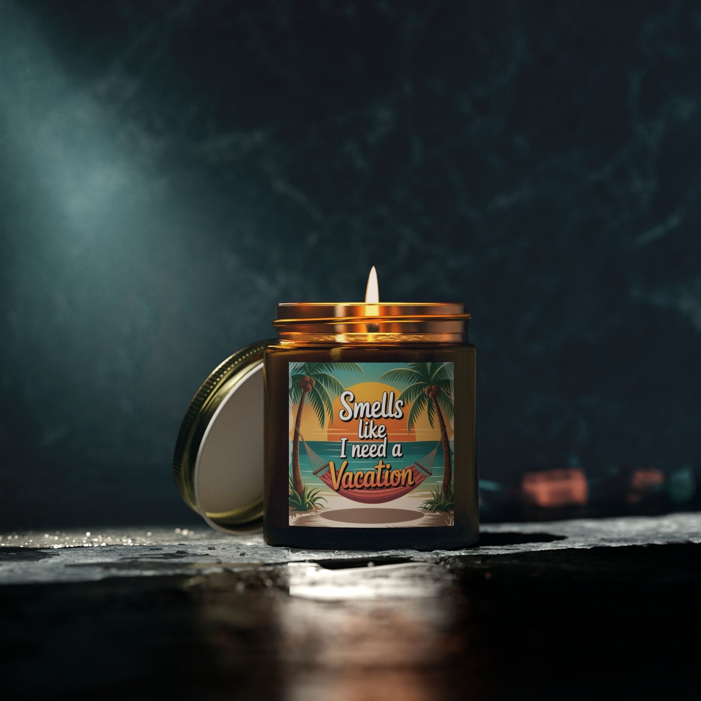 Vacation Vibe Scented Candle - Tropical Coconut Apricot Wax, Ideal for Relaxation, Gift for Her, Home Decor, Beach Lovers