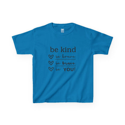 Kids Tee Inspirational Be Kind Be Brave Motivational Shirt Kids Inspirational Tee, for Boys and Girls, Everyday Wear, Gift for Children