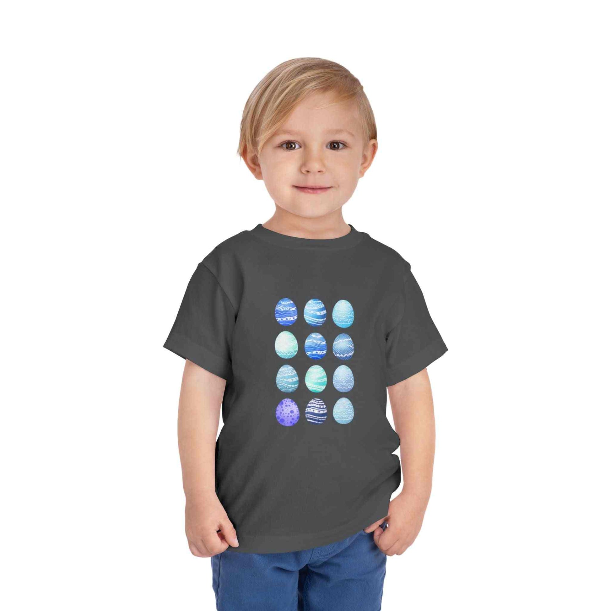 Blue watercolor Easter eggs boy toddler tee soft breathable cotton shirt