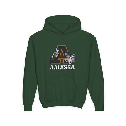 Customizable Big A - Youth Heavy Blend Hooded Sweatshirt - Tiger Theme - Customizable/ Personalize
