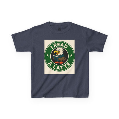 Funny Coffee Lover T-Shirt – “I Read A Latte” Bookworm Eagle Tee for Readers & Caffeine Fans