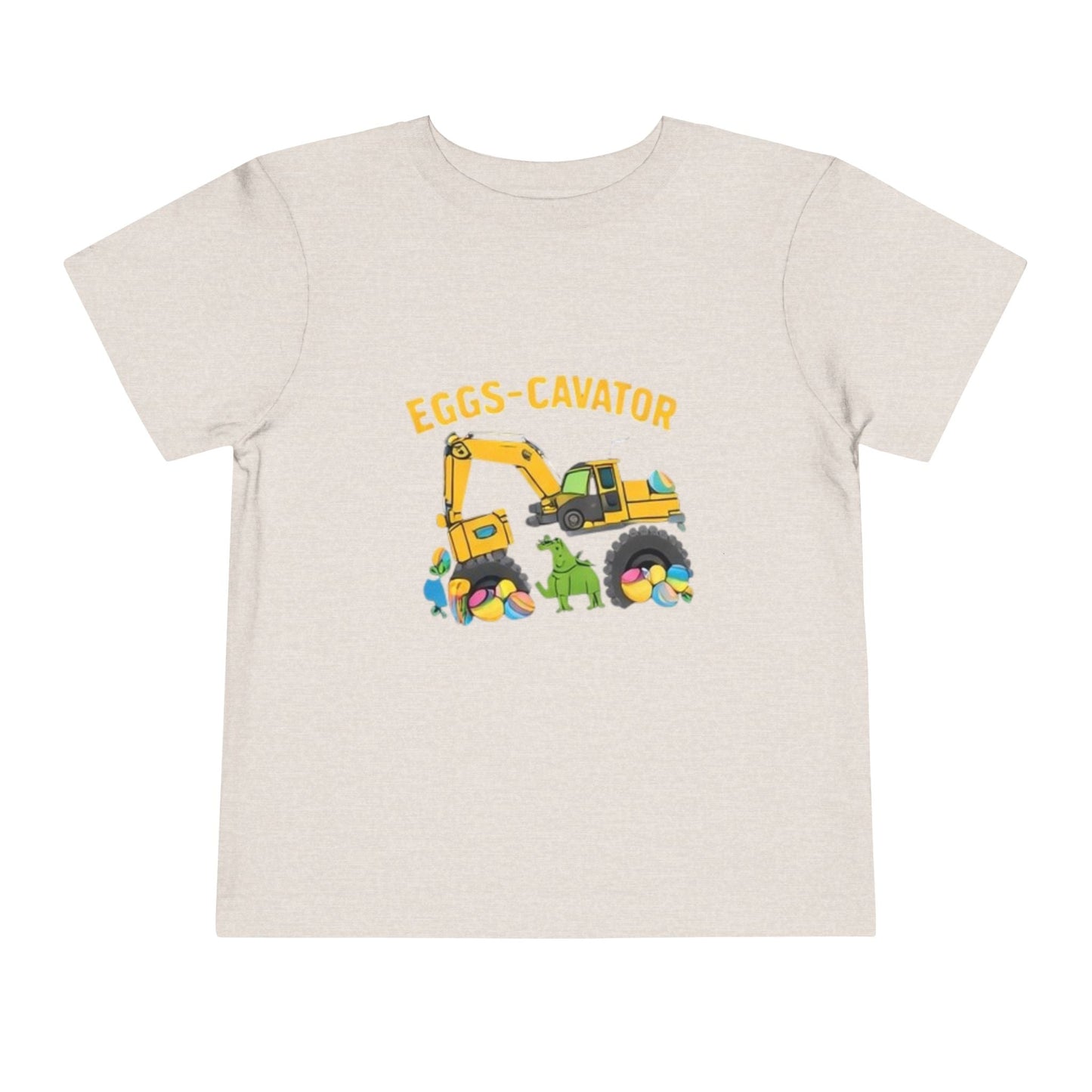 Toddler Easter shirt with excavator digging colorful eggs construction design Eggs-cavator Toddler Tee
