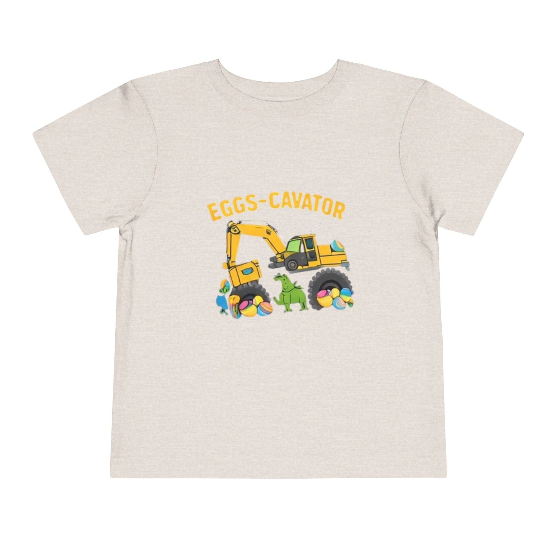 Toddler Easter shirt with excavator digging colorful eggs construction design Eggs-cavator Toddler Tee