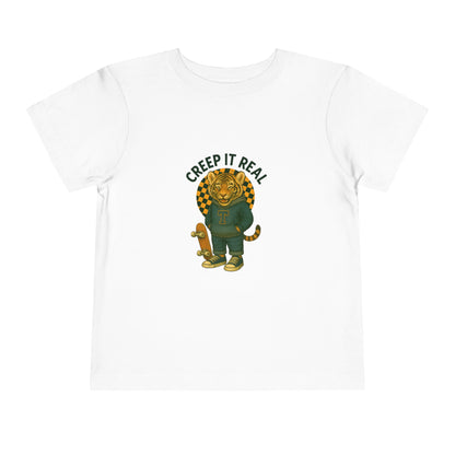Cute Toddler Short Sleeve Tee with Tiger 'Creep It Real' Design, Kids' Summer Shirt, Halloween Outfit, Everyday Wear, Gift for Toddlers