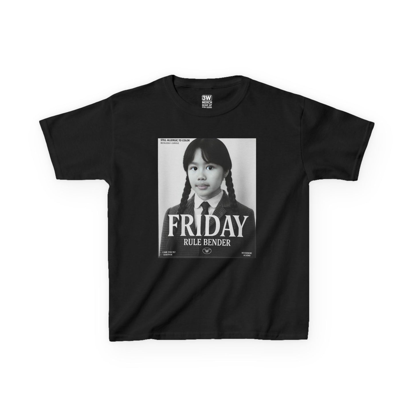 Custom “Friday Rule Bender” T-Shirt — Personalized Face Tee | Dark Academia Kawaii | Aesthetic Y2K Outfit | Halloween Cute Creepy Vibes | Custom Day of the Week Shirt