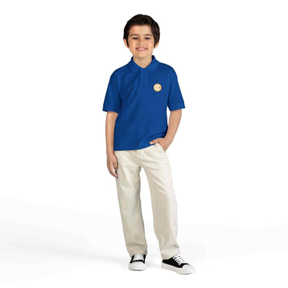 Youth gold polo shirt with Eric's Piano School logo for kids' music lessons