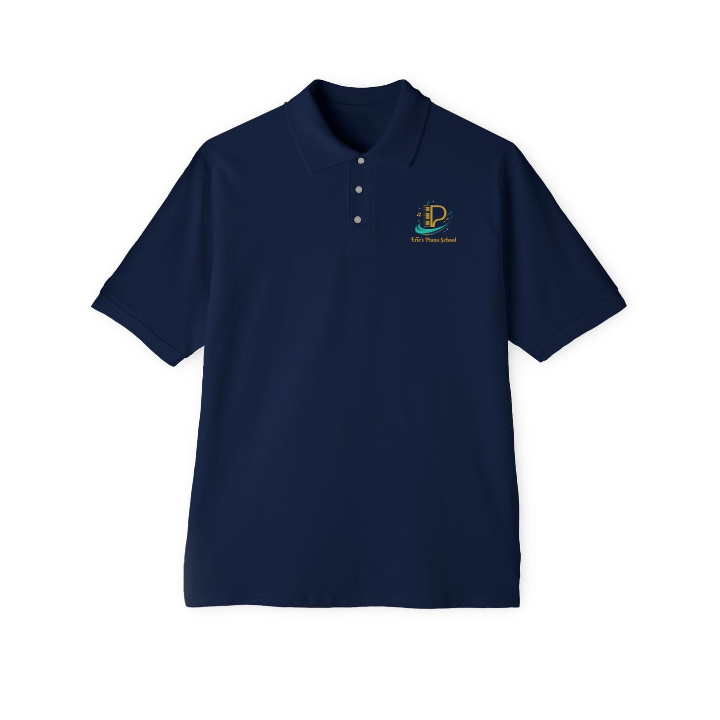 Men's custom piqué polo shirt with Coastal Coffee logo embroidered on chest