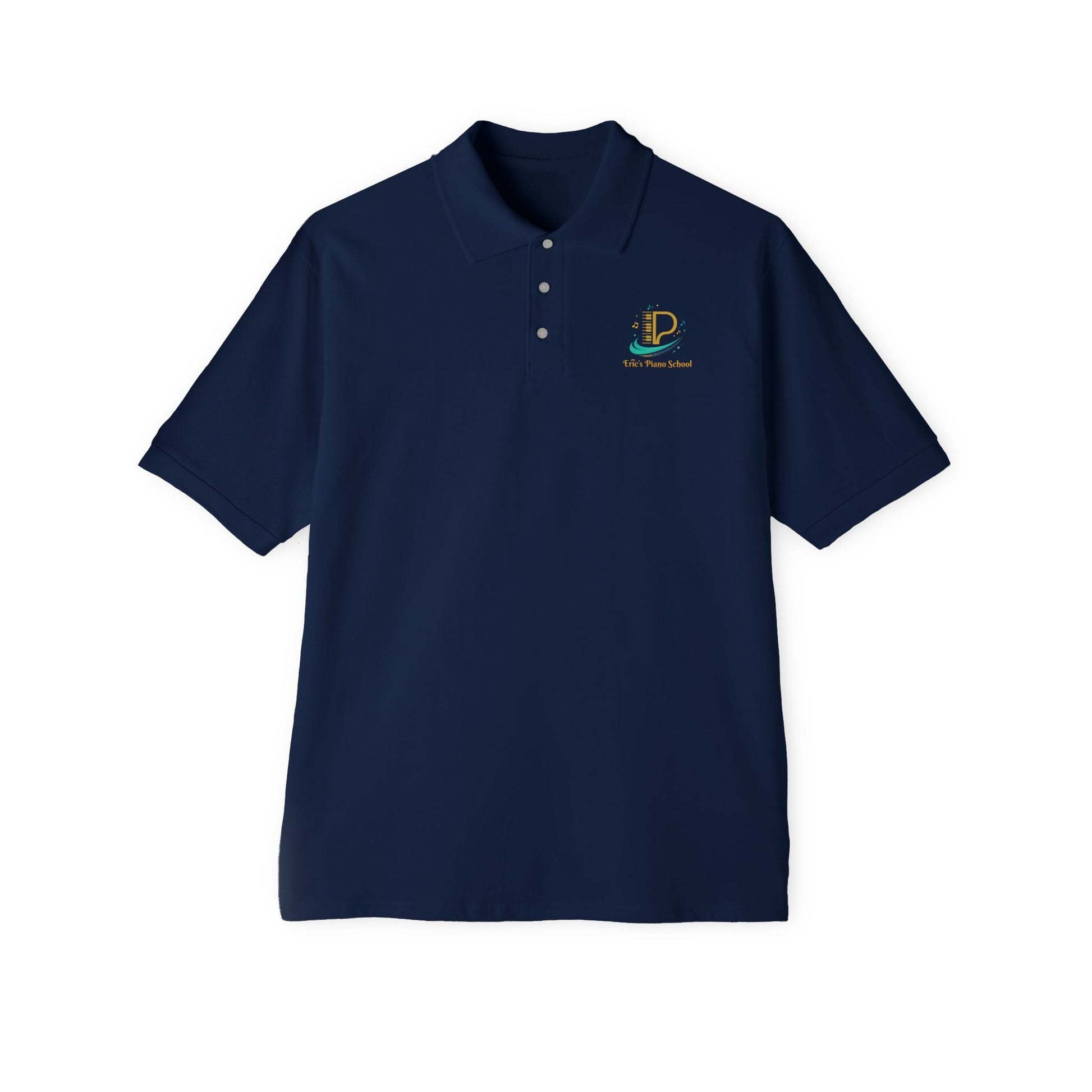 Men's custom piqué polo shirt with Coastal Coffee logo embroidered on chest