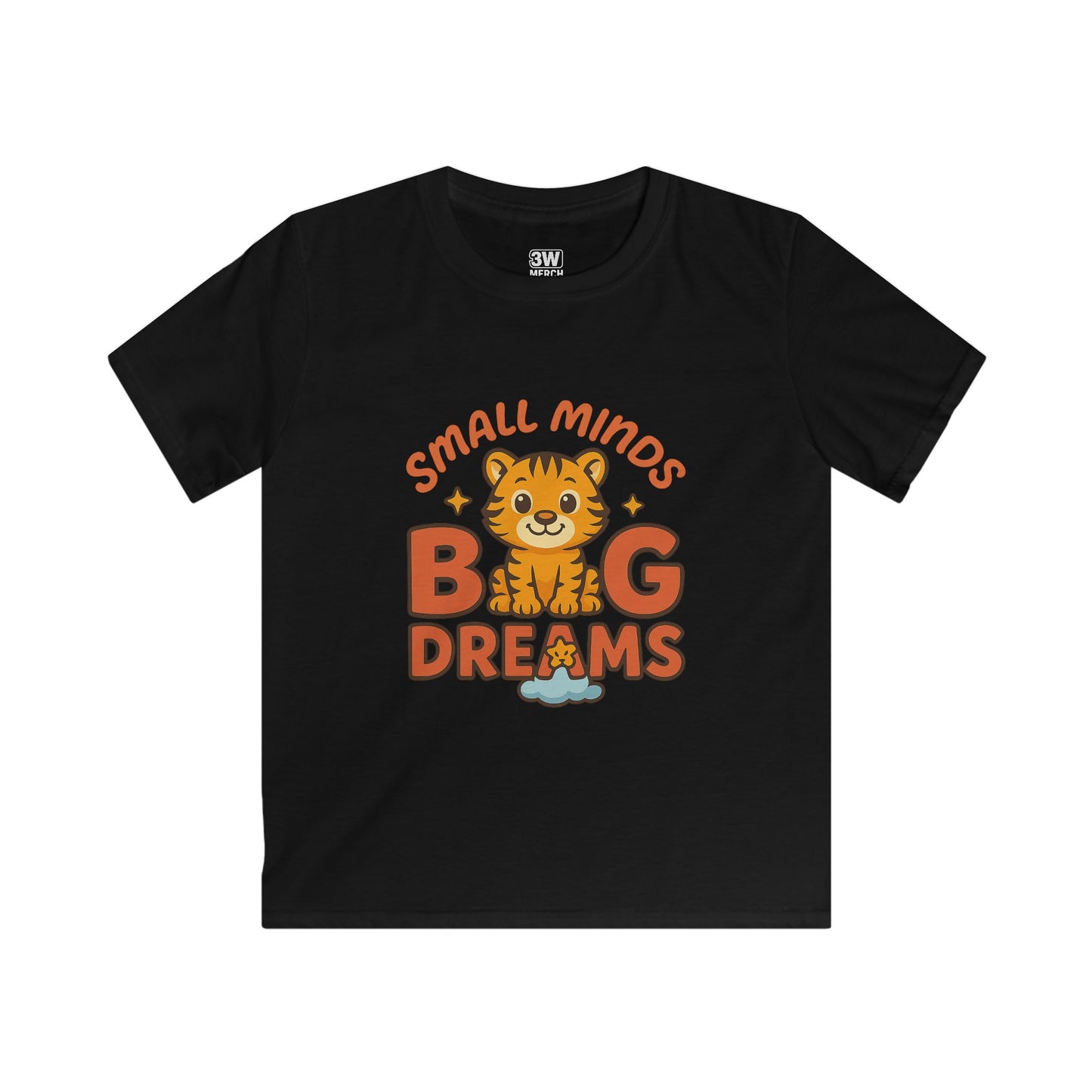 Kids Graphic Tee - Small Minds Big Dreams, Cute Tiger Tee, Birthday Gift, Playtime Shirt, Positive Quote Apparel, Fun Kids T-Shirt