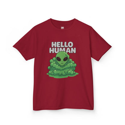 Kids Alien Graphic Tee, Fun Tee for Kids, Cute Monster Shirt, Birthday Gift, Unique Kids Apparel, Hello Human Design