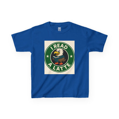 Funny Coffee Lover T-Shirt – “I Read A Latte” Bookworm Eagle Tee for Readers & Caffeine Fans