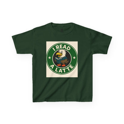 Funny Coffee Lover T-Shirt – “I Read A Latte” Bookworm Eagle Tee for Readers & Caffeine Fans