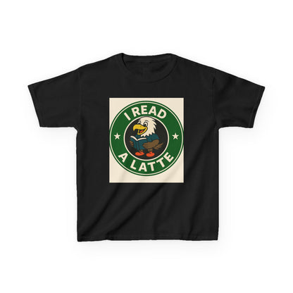 Funny Coffee Lover T-Shirt – “I Read A Latte” Bookworm Eagle Tee for Readers & Caffeine Fans