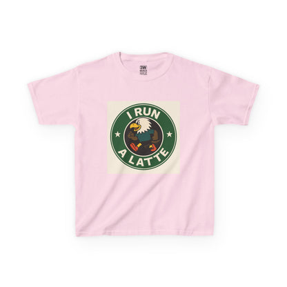 I Run a Latte Shirt – Funny Running Eagle Coffee Lover Tee, Marathon Runner Gift, Fitness & Caffeine Humor Top