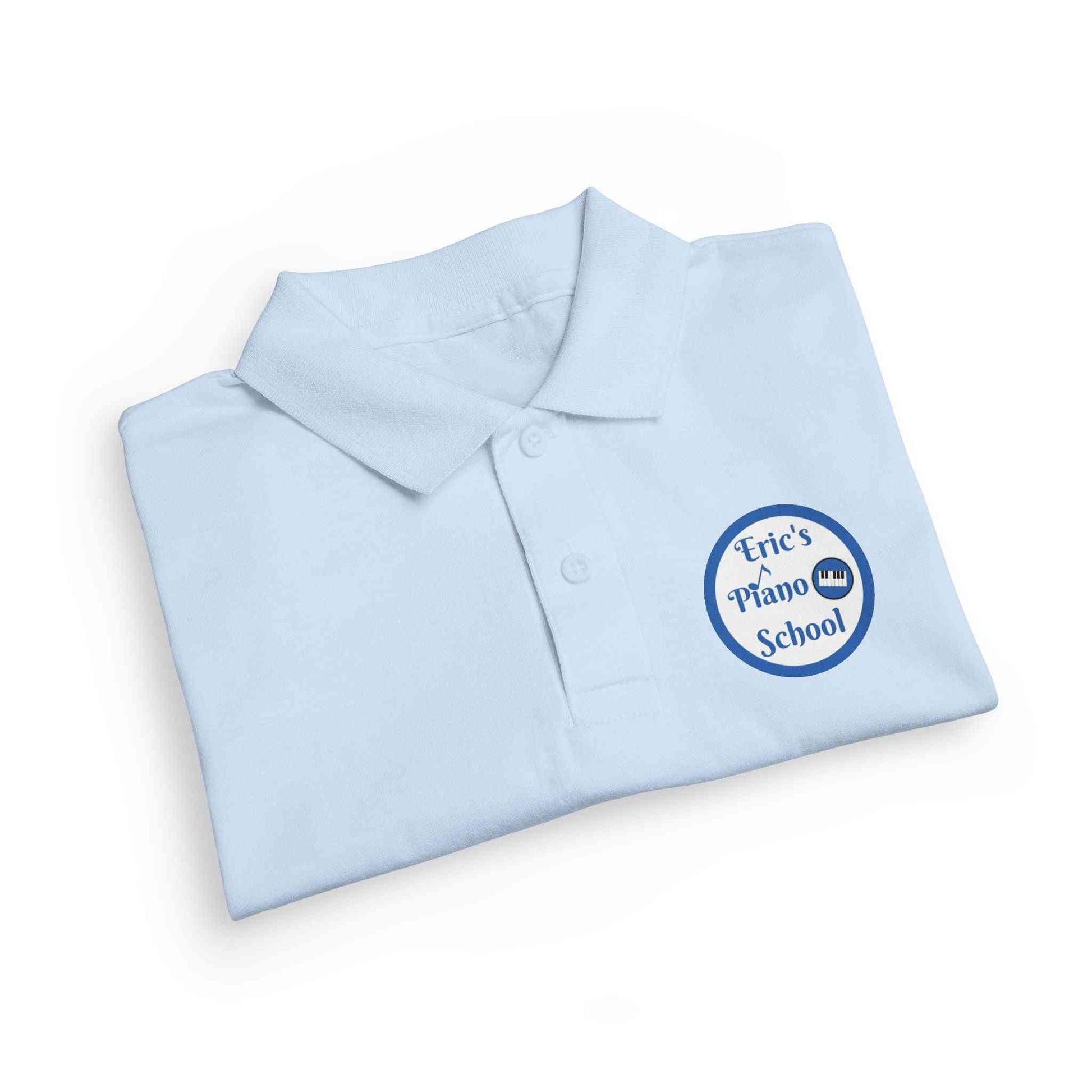 Youth polo shirt for kids from Eric's Piano School uniform with moisture-wicking DryBlend fabric and classic collar design