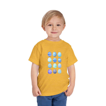Blue watercolor Easter eggs boy toddler tee soft breathable cotton shirt
