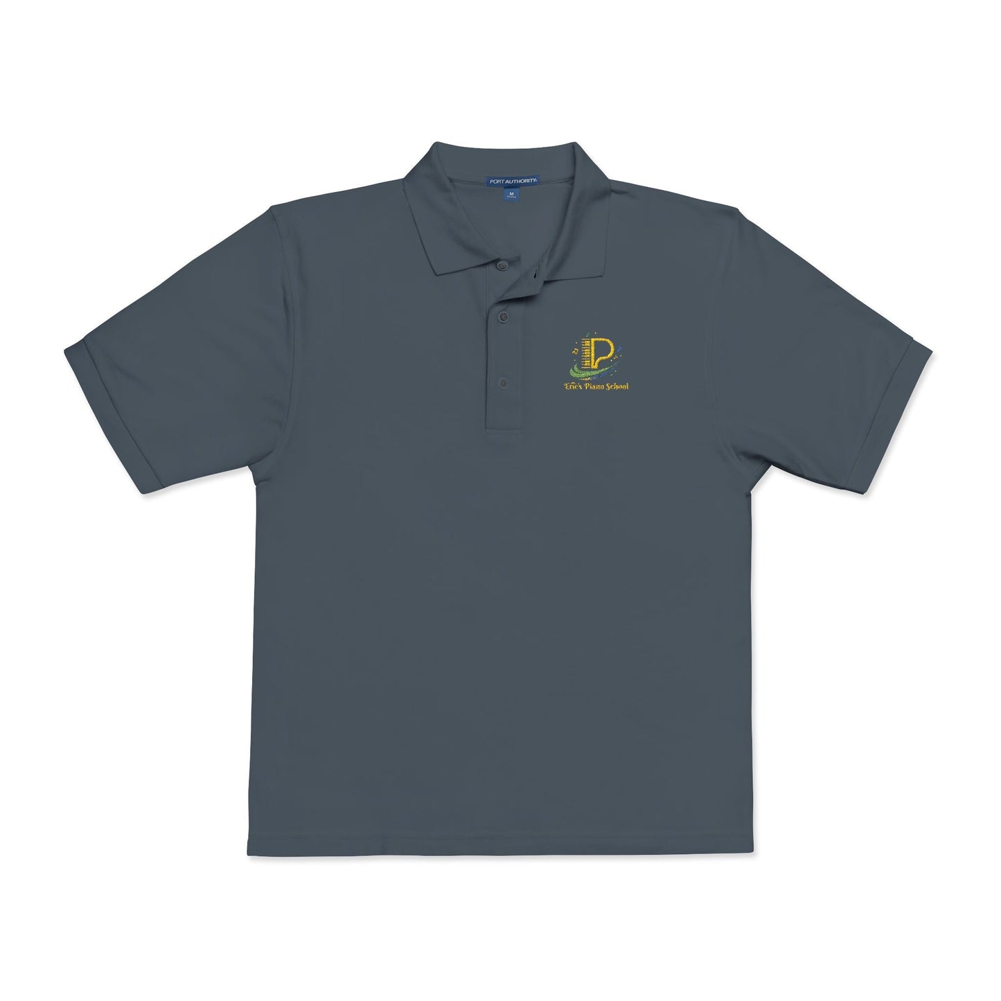 Lightweight embroidered crest polo shirt with flat knit collar and metal buttons