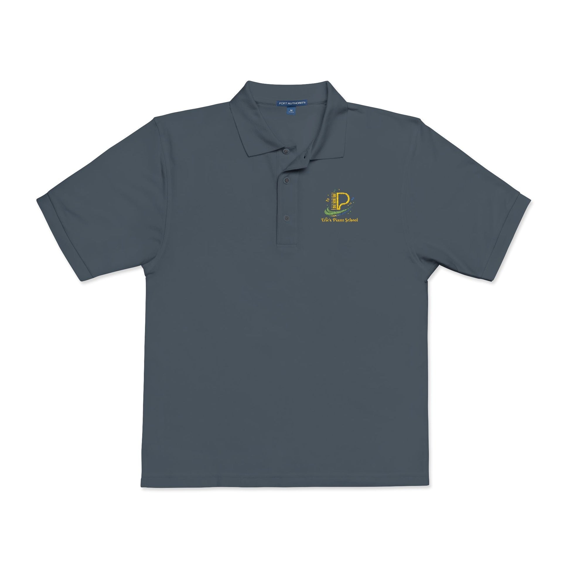 Lightweight embroidered crest polo shirt with flat knit collar and metal buttons