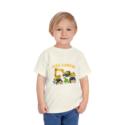 Toddler Easter shirt with Eggs-Cavator excavator and colorful Easter eggs design